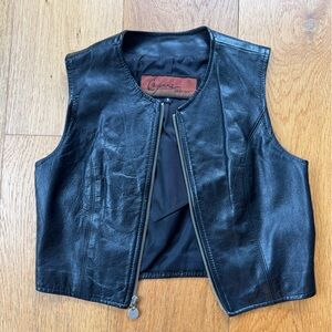 Women's Black Leather Vest